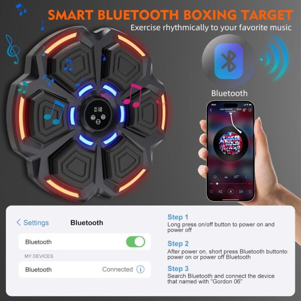 snawowo Music Boxing Machine for Adults, Bluetooth Music Punching Machine with Gloves, Electronic LED Boxing Training Equipment Wall Mounted, 9 Modes & 9 Speeds, Home Indoor Workout Trainer Equipment - Image 3