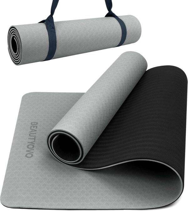 BEAUTYOVO Yoga Mat with Strap, 1/3| 1/4 Inch Extra Thick Yoga Mat Double-sided Non Slip, Professional TPE| PVC Yoga Mats for Women Men, Workout Mat for Yoga, Pilates and Floor Exercises