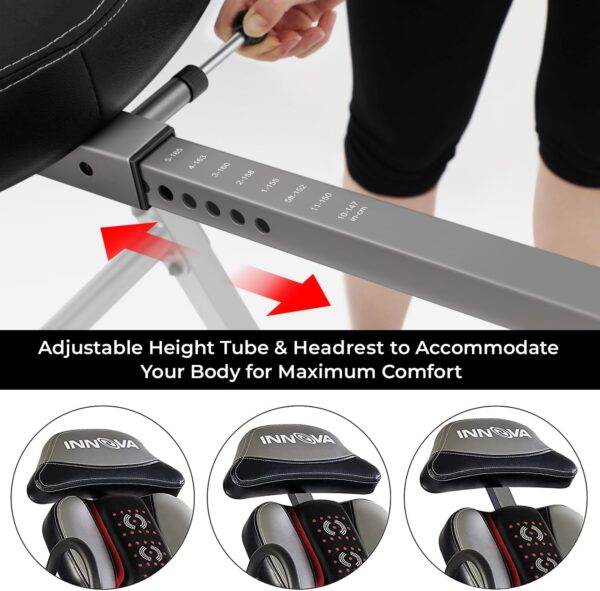 INNOVA HEALTH AND FITNESS ITM5900 Advanced Heat and Massage Inversion Table, Gray/Black - Image 6