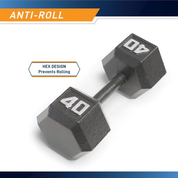 Marcy Cast Iron Hex Dumbbells Collection - Available size from 3-lb to 100-lb, SOLD INDIVIDUALLY - Image 3