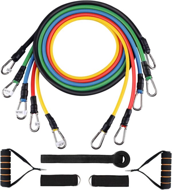 Resistance Bands Set (12pcs), Workout Bands with Handles, Door Anchor, Ankle Straps and Carry Bag, Exercise Bands for Shape Body and Home Workouts - Image 8