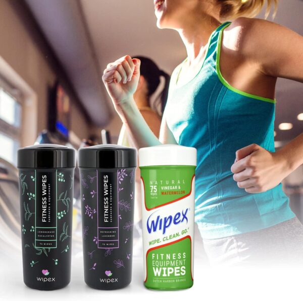 Wipex Gym Wipes & Fitness Equipment Wipes, Natural Lavender & Vinegar Wipes to Clean the Grime off Yoga Mats, Weight Machines & Surfaces, Spinning & Peloton Bikes, 75 Count (Pack of 1) - Image 8