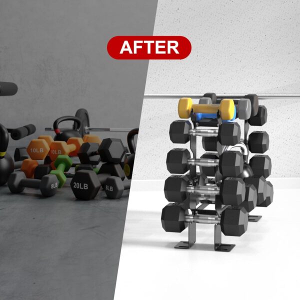Dumbbell Rack 5 Tier 450LBS Capacity Weight Rack for Dumbbells Strength Training, Dumbbell Racks Weight Storage Organizer Racks for Dumbbells 8-30LBS, Kettlebells, Weight Plates Red and Black - Image 5