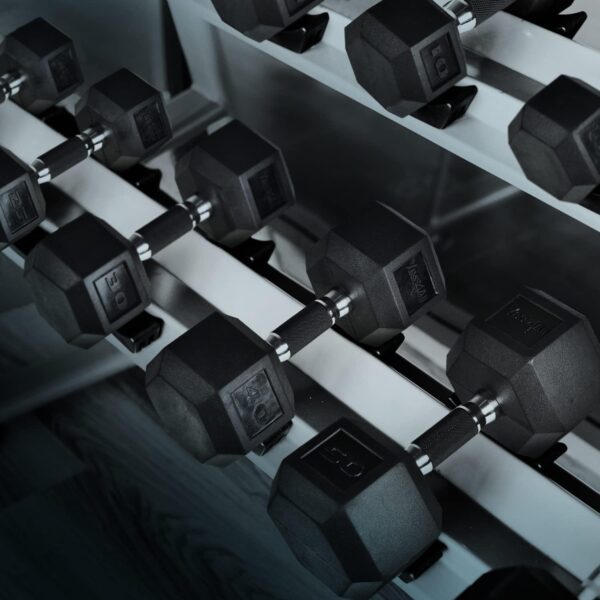 Yes4All Chrome/Rubber Grip Encased Hex Dumbbells – Hand Weights With Anti-Slip 10-30 LBS Pair - Image 5