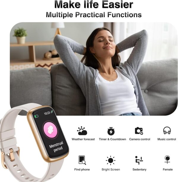 Health Fitness Tracker, Smart Watches for Women Men with 24/7 Heart Rate Blood Oxygen Monitor, Sleep Tracker, Calories & Pedometer, IP68 Waterproof Activity Trackers & Fitness Watch for Android&iPhone - Image 4