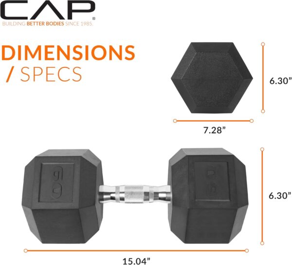CAP Barbell 60 LB Coated Hex Dumbbell Weight, New Edition (SDRIS-60) - Image 4
