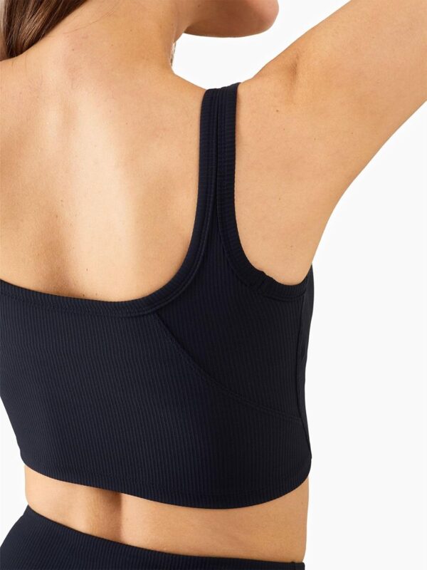 Chilylori Women's Seamless Sports Bra Workout Crop Top Ribbed Padded Longline Wirefree Medium Support Tank Tops Fitness - Image 4