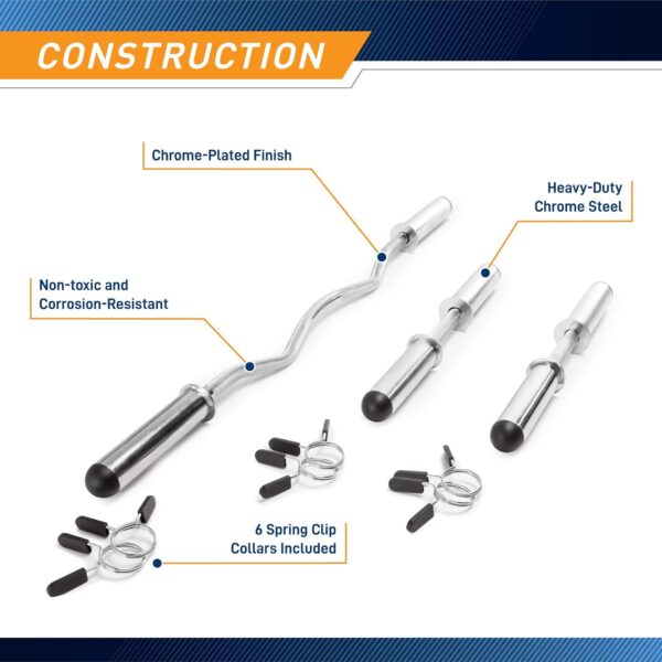 Marcy Hollow Curl Bar and Dumbbell Handle Set with Spring Collars - Image 7
