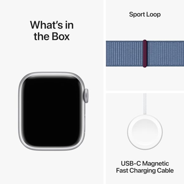 Apple Watch Series 9 [GPS 41mm] Smartwatch with Silver Aluminum Case with Winter Blue Sport Loop One Size. Fitness Tracker, ECG Apps, Always-On Retina Display, Carbon Neutral - Image 6
