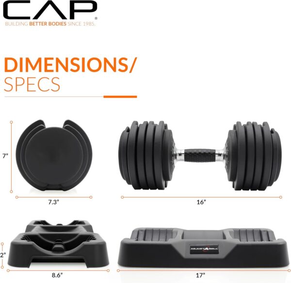 CAP Barbell ADJUSTABELL Adjustable Dumbbell Weights - Singles| 25 & 55 lb Single Weight Option - Image 4