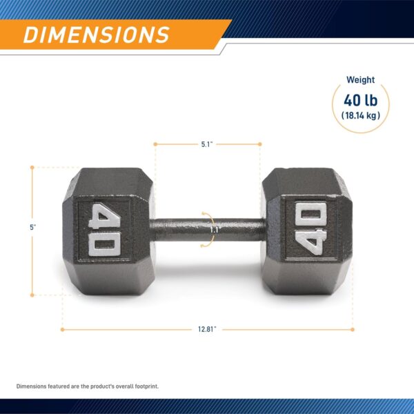 Marcy Cast Iron Hex Dumbbells Collection - Available size from 3-lb to 100-lb, SOLD INDIVIDUALLY - Image 2