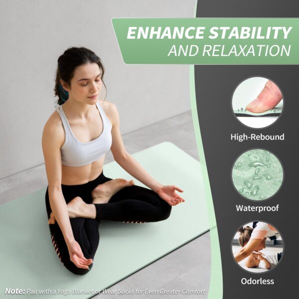 CAMBIVO Yoga Mat for Women Men Kids, 1/3 & 1/4 & 2/5 Inch Extra Thick Yoga Mat Non Slip, 72" x 24" TPE Yoga Mats, Workout Mat with Carrying Strap for Yoga, Pilates and Floor Exercises - Image 4