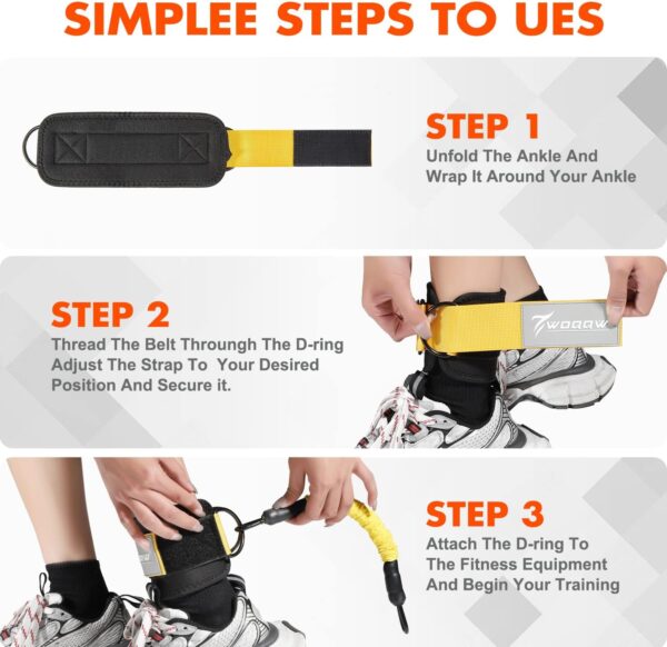 Ankle Resistance Bands with Cuffs, Ankle Bands for Working Out, Glutes Workout Equipment, Butt Exercise Equipment for Kickbacks Hip Fitness Training, Legs Resistance Bands for Women & Men - Image 6