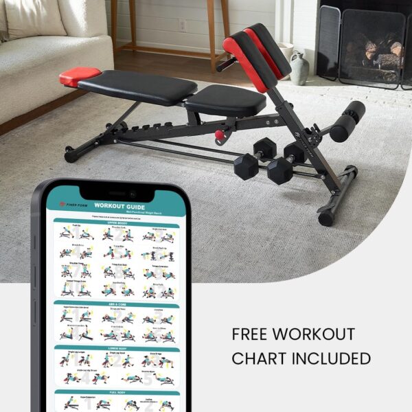 Finer Form Multi-Functional FID Weight Bench for Full All-in-One Body Workout – Hyper Back Extension, Roman Chair, Adjustable Ab Sit up Bench, Incline Decline Bench, Flat Bench - Image 5