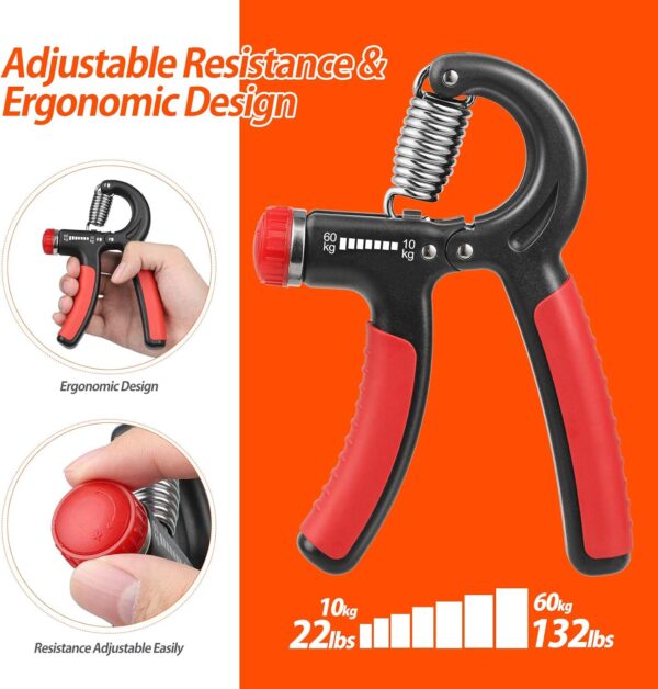 NIYIKOW Grip Strength Trainer, Hand Grip Strengthener, Adjustable Resistance 22-132Lbs (10-60kg), Forearm Strengthener, Perfect for Musicians Athletes - Image 4