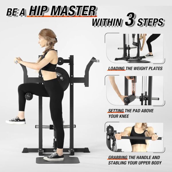 GMWD Multiple Hip Abductor Machine, Adjustable Standing Hip Abductor Adductor Machine with 9 Height Setting, 450lbs Capacity Plate Loaded Inner and Outer Thigh Machine for Home Gym - Image 8