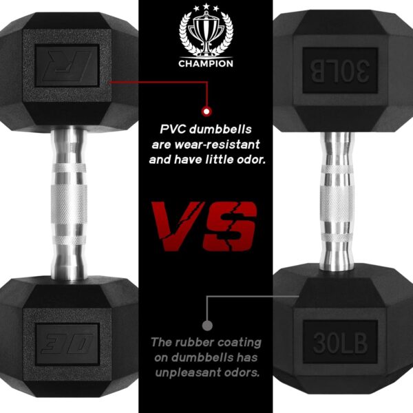 RitFit 5-650 LBS PVC Encased Hex Dumbbell Sets with Optional Rack for Home Gym, Hand weight with Chrome Handle for Strength Training, Workouts - Image 2