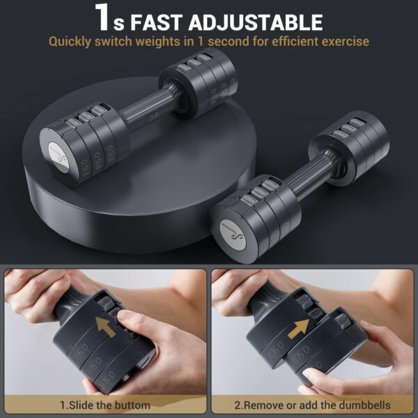 Adjustable Dumbbells Hand Weights Set: Sportneer 5 lb Dumbbells Set of 2 Each 2lb 3lb 4lb 5lb Free Weights Fast Adjust Weight 4 In 1 Weights Dumbbells Set for Women Men Home Gym Exercise Training - Image 2