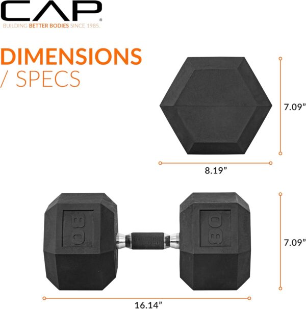 CAP Barbell Coated Dumbbell Weights with Padded Grip, Single, 80 Pounds - Image 4