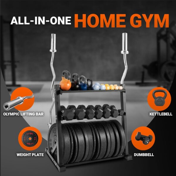 Yes4All 6 Pegs & 4 Barbell Storage Racks Load Up to 1190 LBS - Wall Mounted Weight Plate Tree & Barbell Holder - Image 3