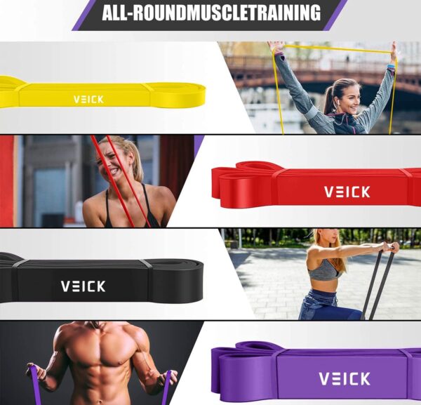 VEICK Resistance Bands for Working Out, Exercise Bands, Workout Bands, Pull Up Assistance Bands, Long Heavy Stretch Bands Set for Men and Women, Power Weight Gym at Home Fitness Equipment - Image 4