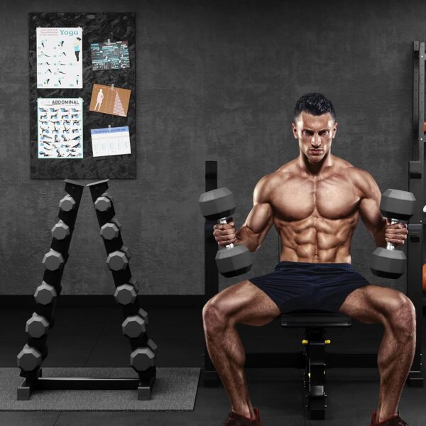 Premium Rubber Coated Hex Dumbbell Weight Set With Rack, Multiple Packages,210LB/350LB/450LB/550LB for Home Gym, Coated Hand Weights for Strength Training, Workouts - Image 6