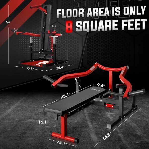 GMWD Chest Press Machine, 1050LBS Bench Press Machine with Independent Converging Arms, Adjustable Flat Incline Bench for Chest, AB Workouts, Shoulder Home Gym Equipment, V1 - Image 2