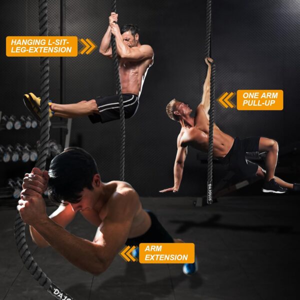 Climbing Rope 1.5 Inch Diameter 10/15 / 20/30 Feet Length Gym Climbing Rope for Workout Fitness & Strength Training, Gym Rope, Exercise Climbing Rope in Black for Adults Outdoor & Indoor - Image 6