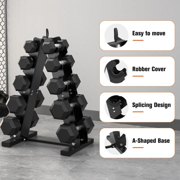 DERACY Dumbbell Rack Stand Only, Heavy Duty A-Frame Dumbbell Storage Rack, 5 tier Steel Dumbbell Holder for Home Gym Space Saver - Image 7