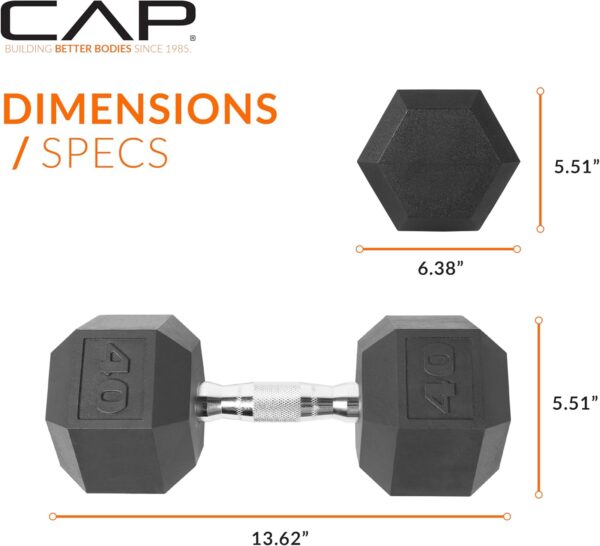 CAP Barbell 40 LB Coated Hex Dumbbell Weight, New Edition - Image 4