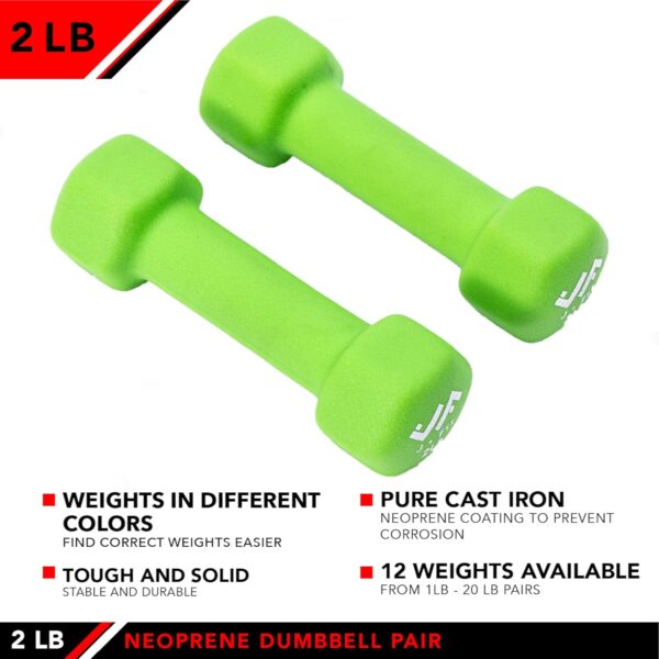 JFIT Neoprene Dumbbell Pairs, 2 LB - Image 4