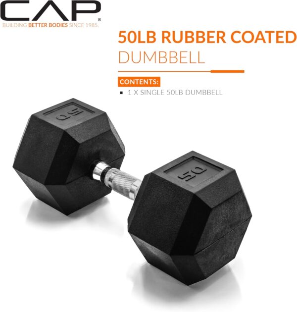 CAP Barbell 50 LB Coated Hex Dumbbell Weight, New Edition - Image 2