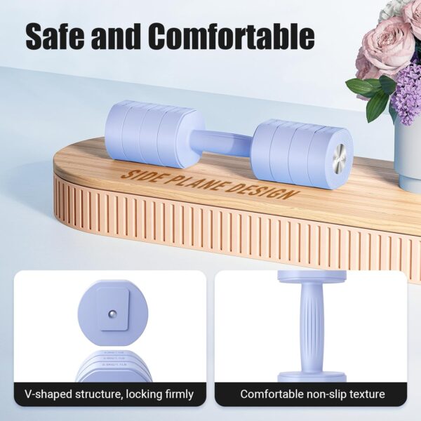 Dumbbell Set of 2, MERACH Adjustable Weight, Anti-slip Handle, Macaron Colors, Each 2.2/4.4/6.6/8.8 lbs, 4 in 1 Hand Weights for Women at Home - Image 7