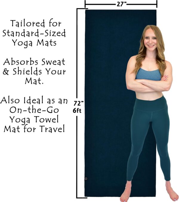 Tatago Hot Yoga Mat Towel Non Slip for Hot Yoga (72" or 84" Mats) Our Hot Yoga Towel Non Slip Silicone Dabs & Absorbent Microfiber Blend Gives You More Grip As You Drip! - Image 2