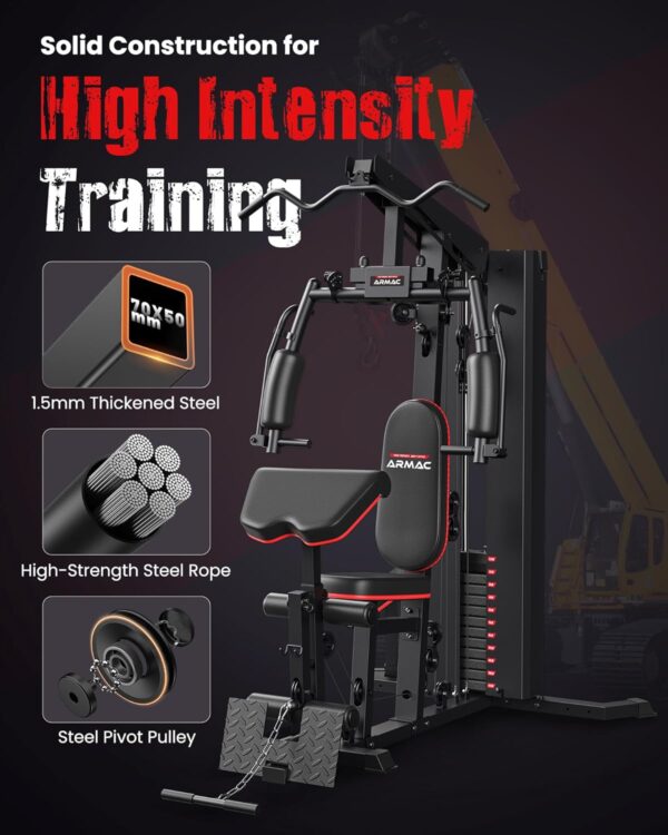ARMAC Multifunctional Home Gym, Gym Equipment for Home, Workout Station for Leg Press & Chest Fly, Exercise Equipment with150LBS Weight Stack - Image 2
