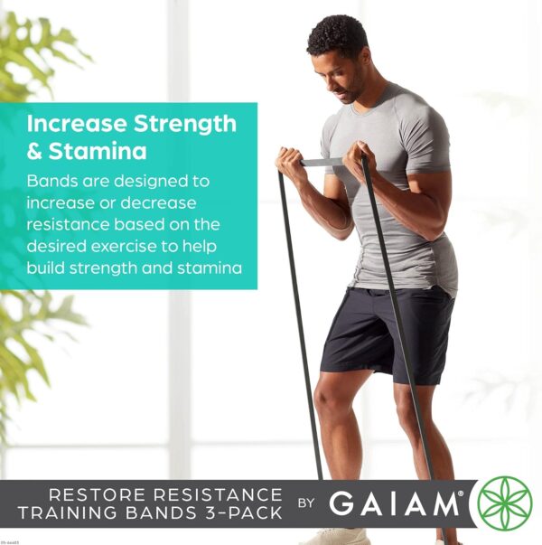 Gaiam Restore Resistance Training Workout Pull Up Bands 3 Pack - Extra-Strong Durable Progressive Resistance Exercise Loop Cords for Assisted Pull Ups and Strength Bands Training - Image 3