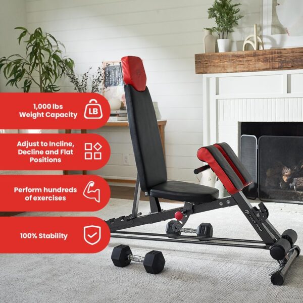 Finer Form Multi-Functional FID Weight Bench for Full All-in-One Body Workout – Hyper Back Extension, Roman Chair, Adjustable Ab Sit up Bench, Incline Decline Bench, Flat Bench - Image 3