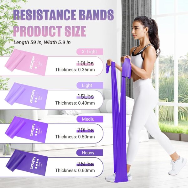 Resistance Bands for Physical Therapy Women, Extended Exercise Stretch Bands for Yoga, Pilates, Rehab, Fitness and Strength Training, Elastic Workout Bands with Training Poster - Image 4