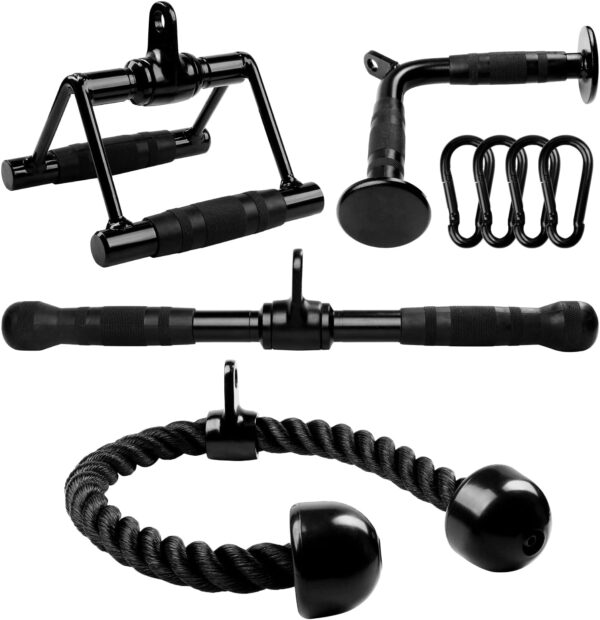 Yes4All Cable Machine Attachment, Tricep Straight Bar, V Bar, LAT Pulldown Attachments/Accessories Load 880lbs for Home Gym