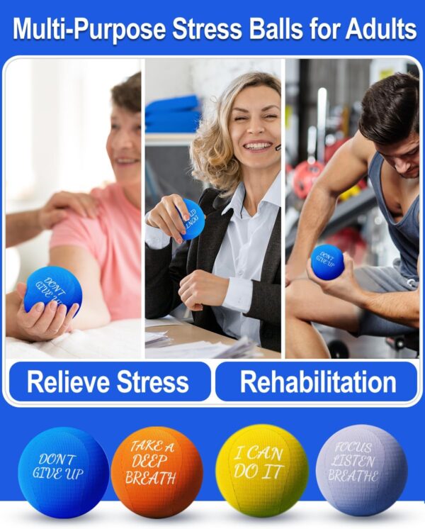 ALMAH Stress Balls for Adults 4 Density Hardness Squeeze balls for Hand Therapy 4 Pack Stress Relief Anxiety Balls Hand Exercise Physical Therapy Stress Ball for Finger Wrist Muscles Arthritis - Image 6