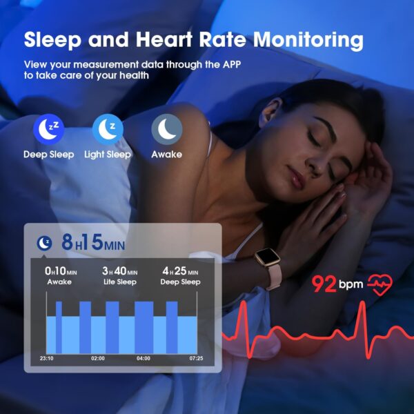 Fitness Tracker Watch with Heart Rate Monitor, Activity Tracker with Pedometer, Sleep Monitor, Calories & Step Counter, 5ATM Waterproof Smart Watch for Women Men Health Fitness Watch for Sports - Image 7
