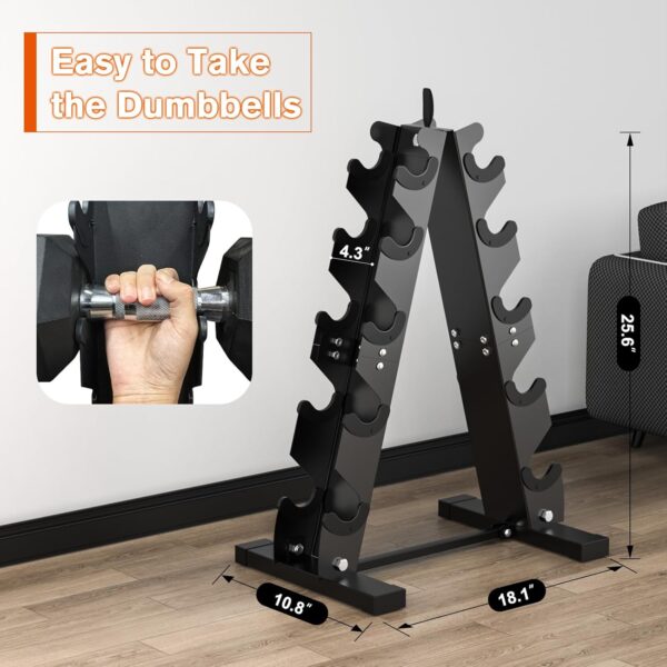 DERACY Dumbbell Rack Stand Only, Heavy Duty A-Frame Dumbbell Storage Rack, 5 tier Steel Dumbbell Holder for Home Gym Space Saver - Image 5