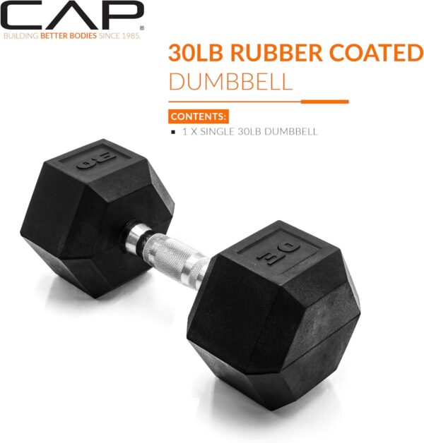 CAP Barbell 30 LB Coated Hex Dumbbell Weight, New Edition - Image 2