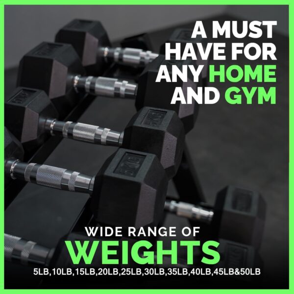 Gyms Weights Dumbbells Sets with Rack,450-550 lbs Hex Dumbbell Sets MAX 5-50 lbs Hand Free Weights Rack with Dumbbell Sets Rubber Dumbbells Set for Your Home Gym - Image 2