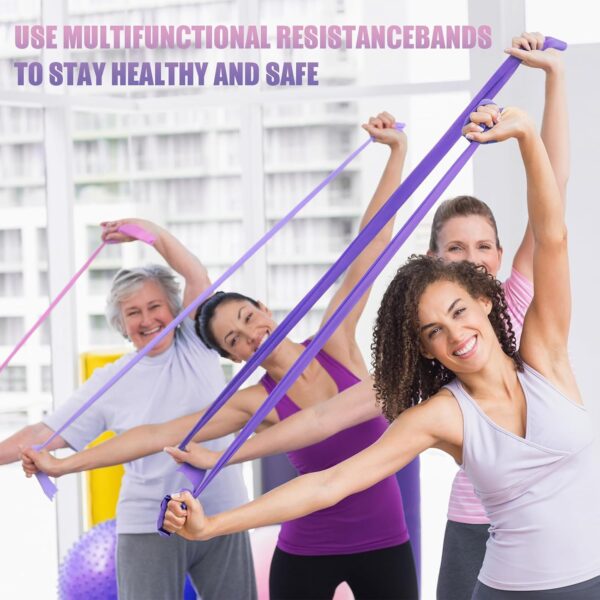 Resistance Bands for Physical Therapy Women, Extended Exercise Stretch Bands for Yoga, Pilates, Rehab, Fitness and Strength Training, Elastic Workout Bands with Training Poster - Image 7