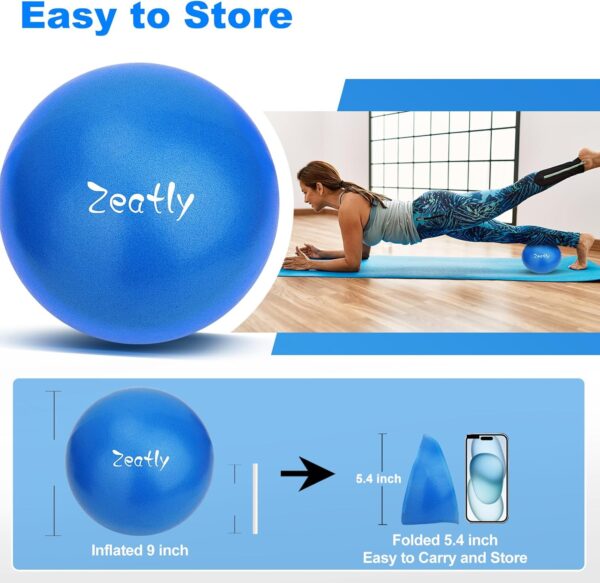 9 Inch Mini Exercise Ball for Pilates, Yoga, and Core Training, Small Exercise Ball with Pump, Guide for Physical Therapy, Balance, Stability, and Stretching, Ideal for Home land Office Fitness - Image 7