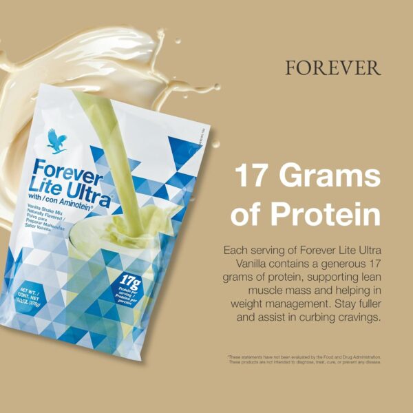 Forever Living - Forever Lite Ultra Vanilla Protein Shake Mix with Aminotein - Low Carb Drink for Lean Muscle Mass & Weight Management - 13.2 oz - Image 4