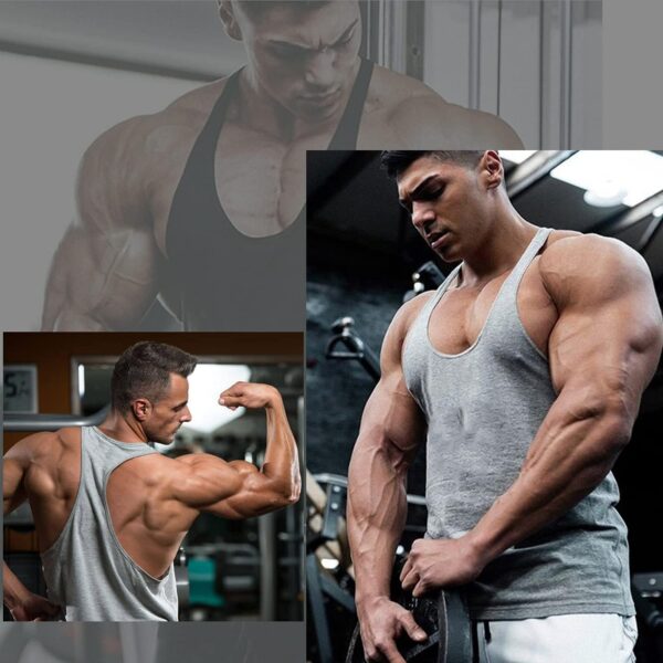 Babioboa Men's 3 Pack Gym Workout Tank Tops Y-Back Muscle Tee Stringer Bodybuilding Sleeveless T-Shirts - Image 4
