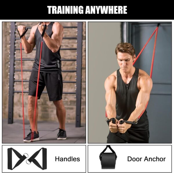 Odoland 5 Packs Pull Up Assist Bands, Pull Up Straps, Resistance Bands with Door Anchor and Handles, Stretch Mobility, Powerlifting and Extra Durable Exercise Bands with eGuide - Image 6
