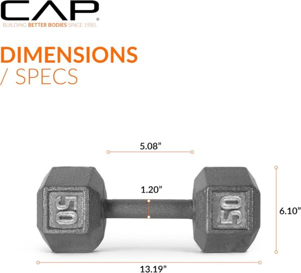 CAP Barbell Cast Iron Hex Dumbbell | Multiple Options - Image 4
